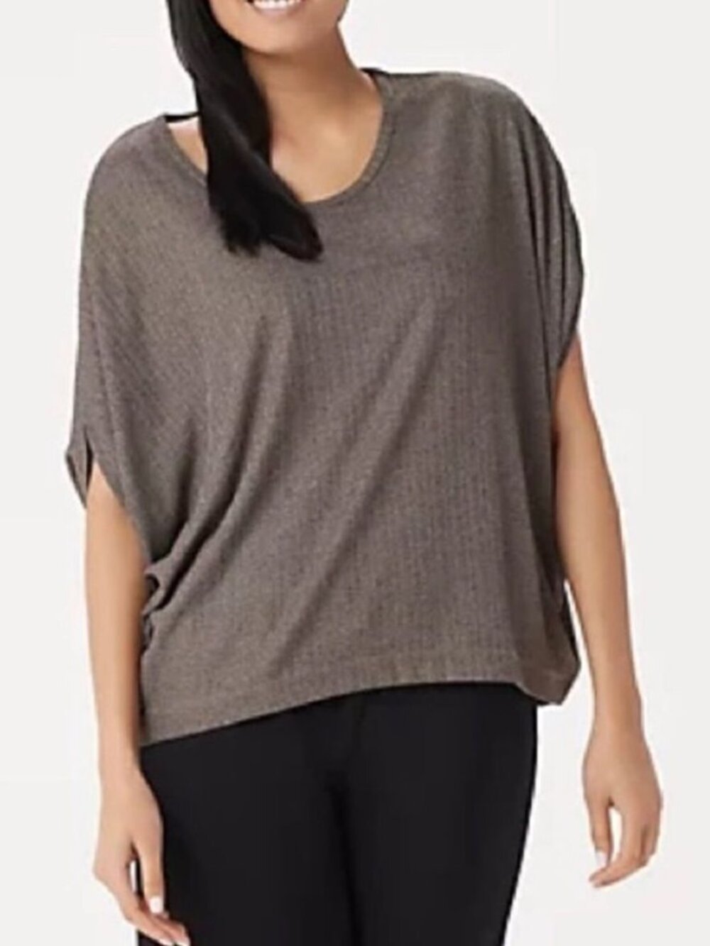 Lisa Rinna Collection Round-Neck Batwing Top